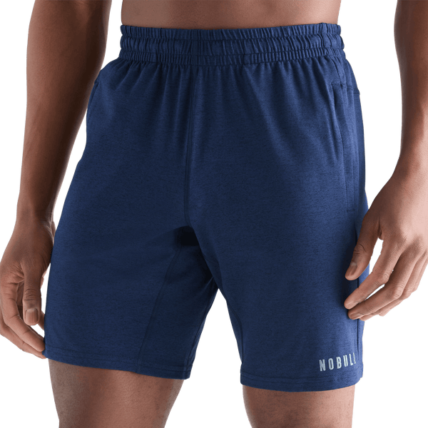 Men's Navy Heather Lightweight Knit Short 9" Front Angle