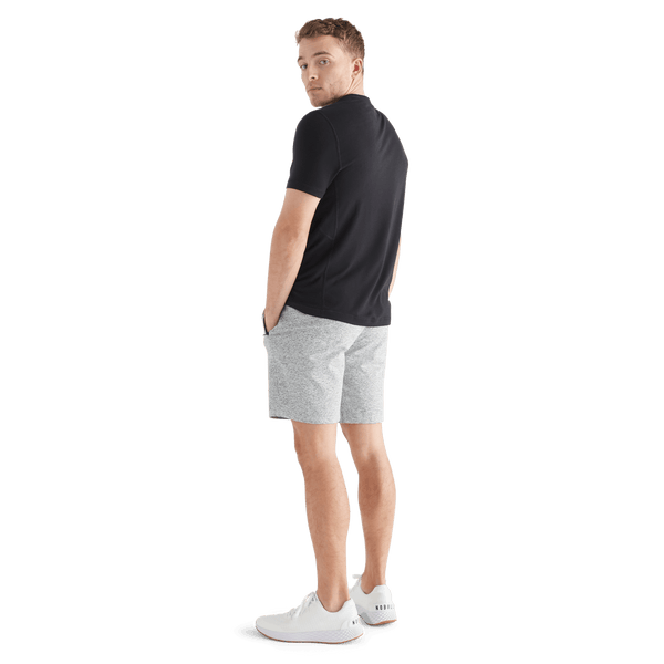 Men's White Heather Lightweight Knit Short 9" Back Full Body Angle