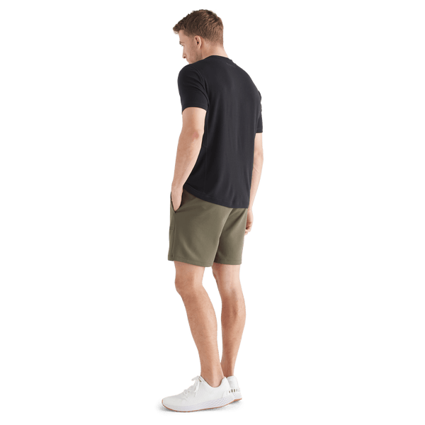 Men's Army Green Textured Knit Short 7" Back Full Body Angle