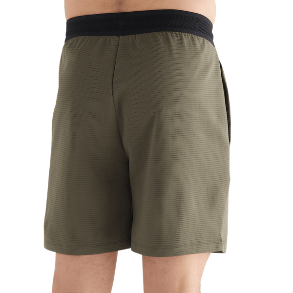 Men's Army Green Textured Knit Short 7" Back Angle