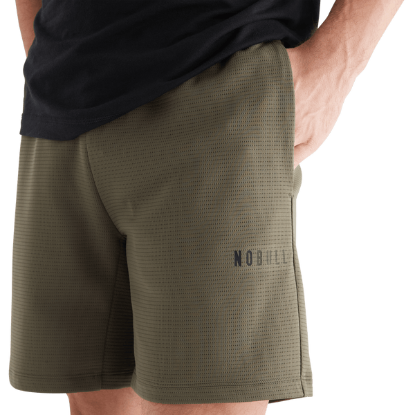 Men's Army Green Textured Knit Short 7" Pocket Angle
