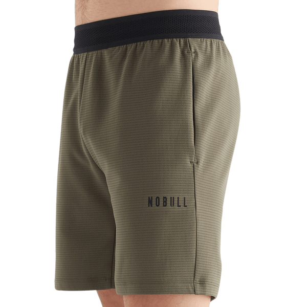 Men's Army Green Textured Knit Short 7" Front Angle
