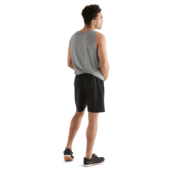 Men's Black Textured Knit Short 7" Back Full Body Angle