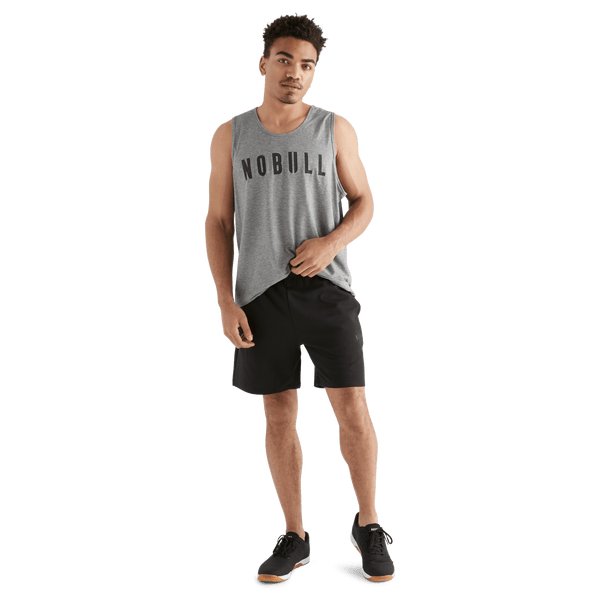 Men's Black Textured Knit Short 7" Front Full Body Angle