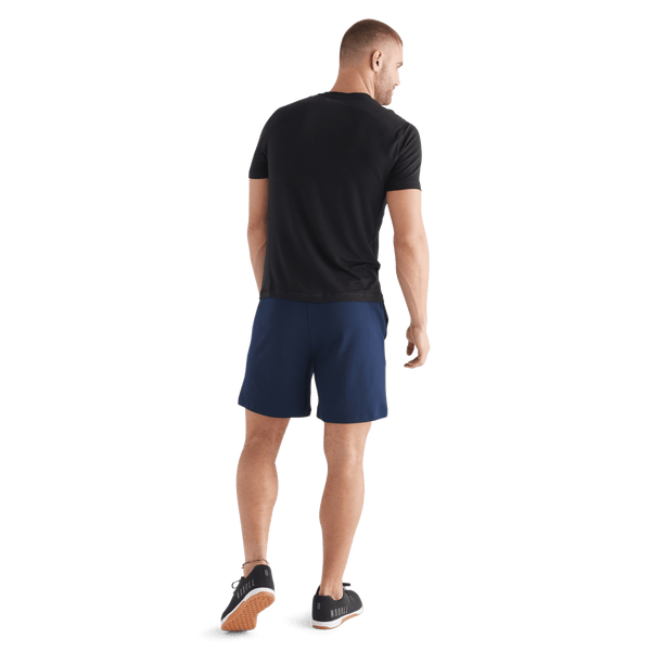 Men's Night Navy Textured Knit Short 7" Back Full Body Angle