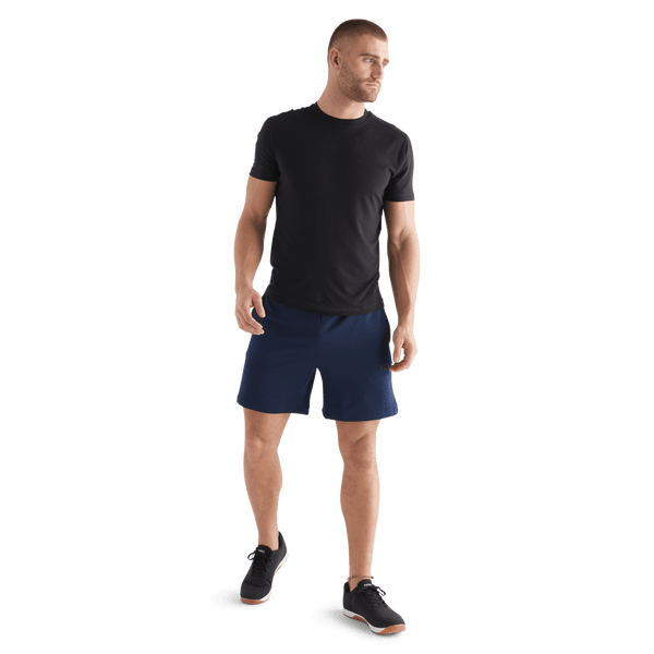 Men's Night Navy Textured Knit Short 7" Front Full Body Angle