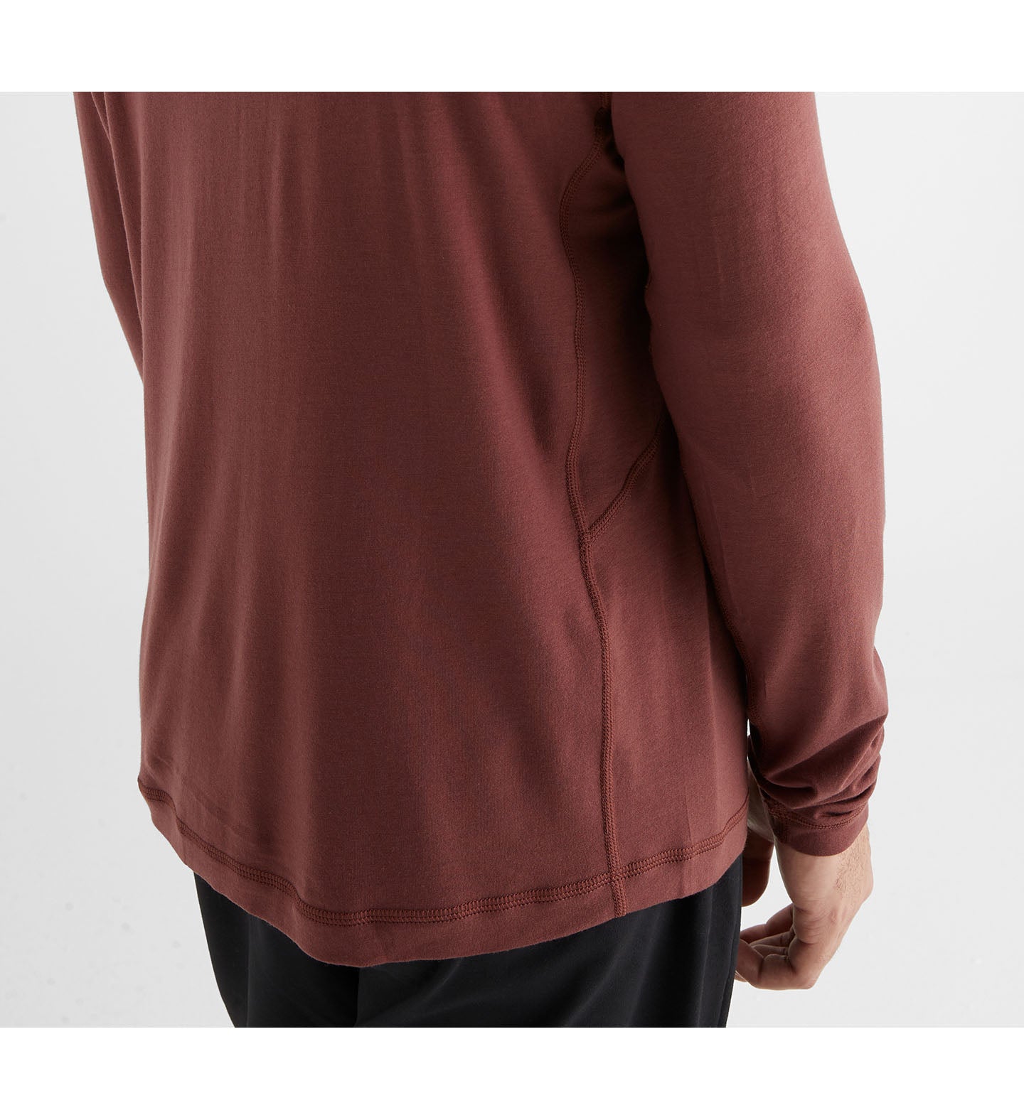 MEN'S BLENDED MERINO WOOL LONG SLEEVE TEE, REDWOOD