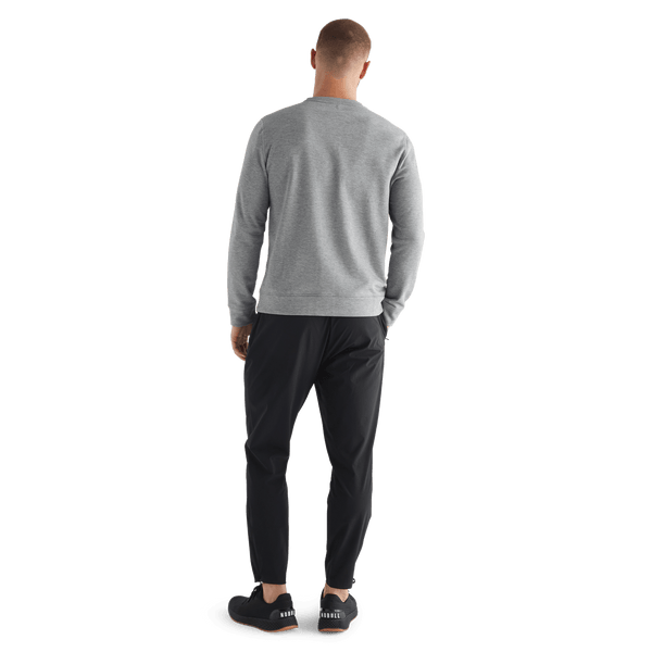 Men's Heather Grey NOBULL Crew Sweatshirt Back Full Body Angle