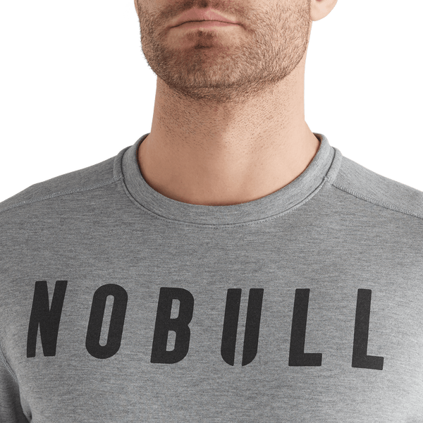 Men's Heather Grey NOBULL Crew Sweatshirt Collar Angle