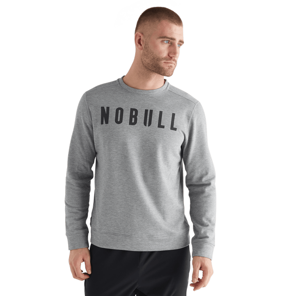Men's Heather Grey NOBULL Crew Sweatshirt Front Angle
