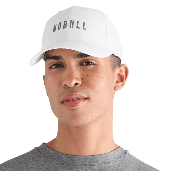 NOBULL Bright White Performance Hat Front Angle