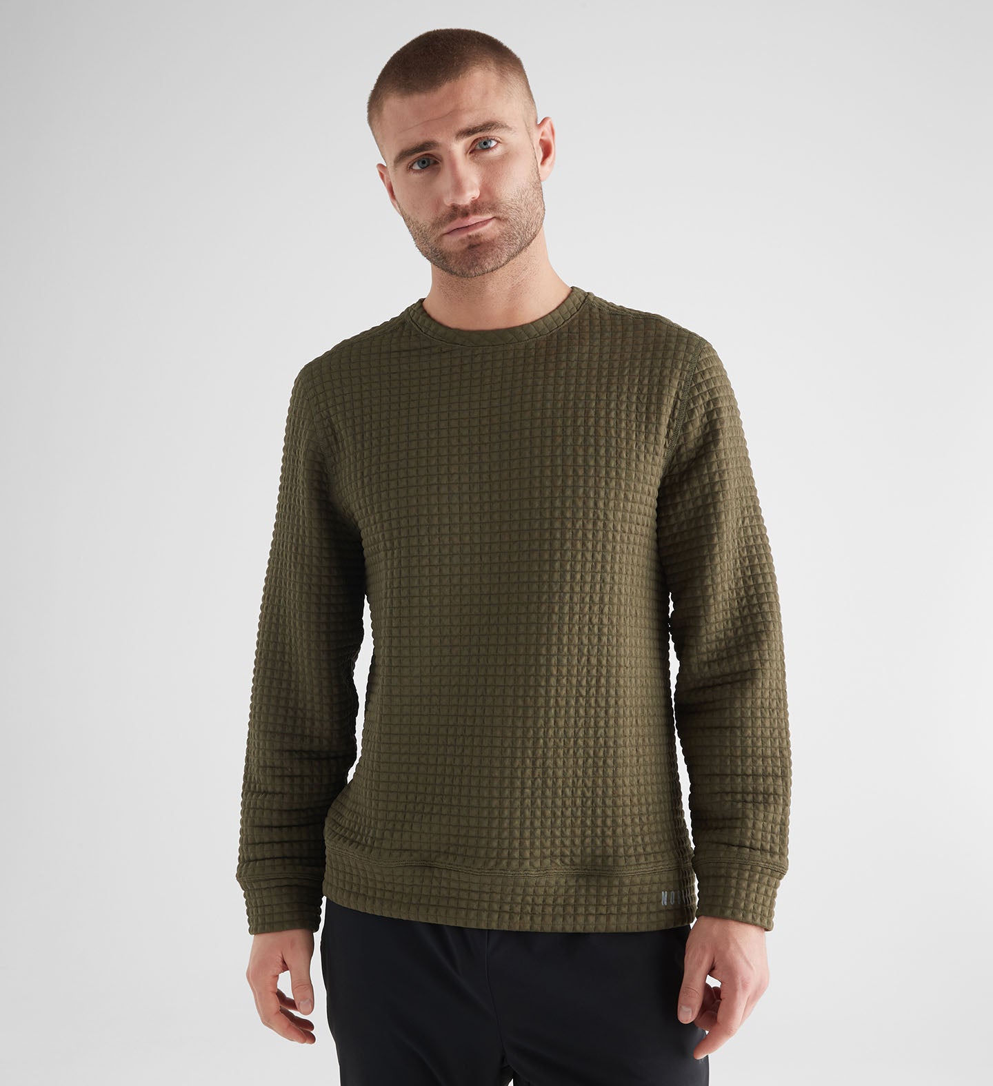 MEN'S QUILTED CREW PULLOVER | ARMY GREEN | NOBULL
