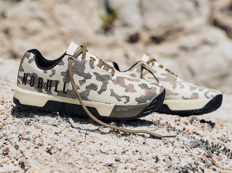 Camo Outwork Edge Shoes in the desert.
