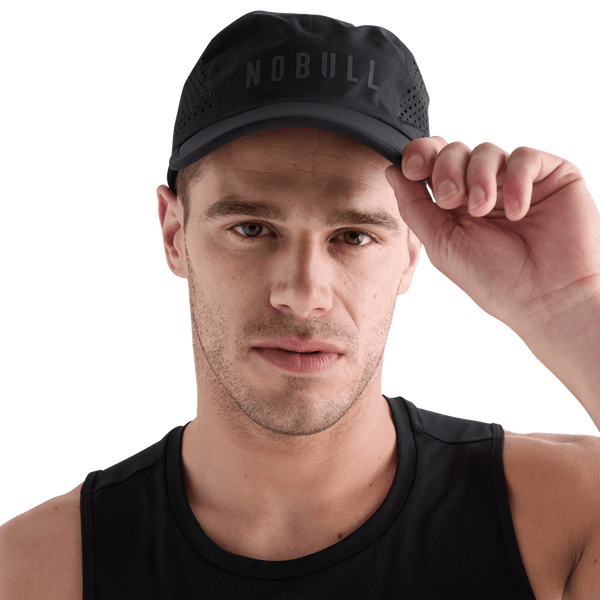 Black Running Hat Front Angle