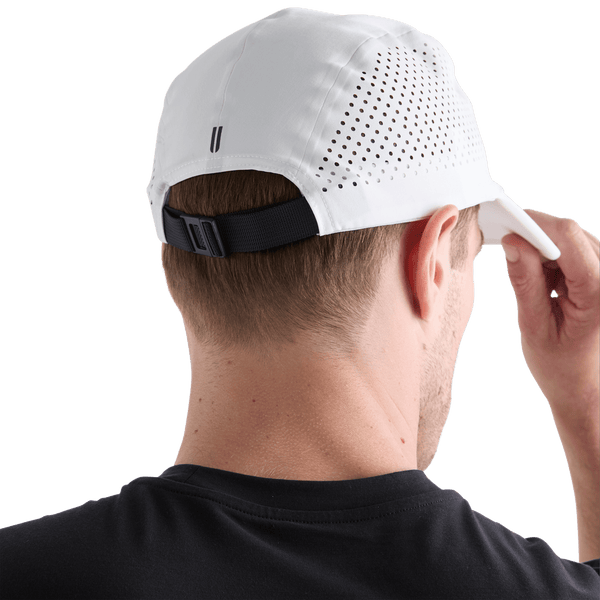 White Running Hat Back Angle