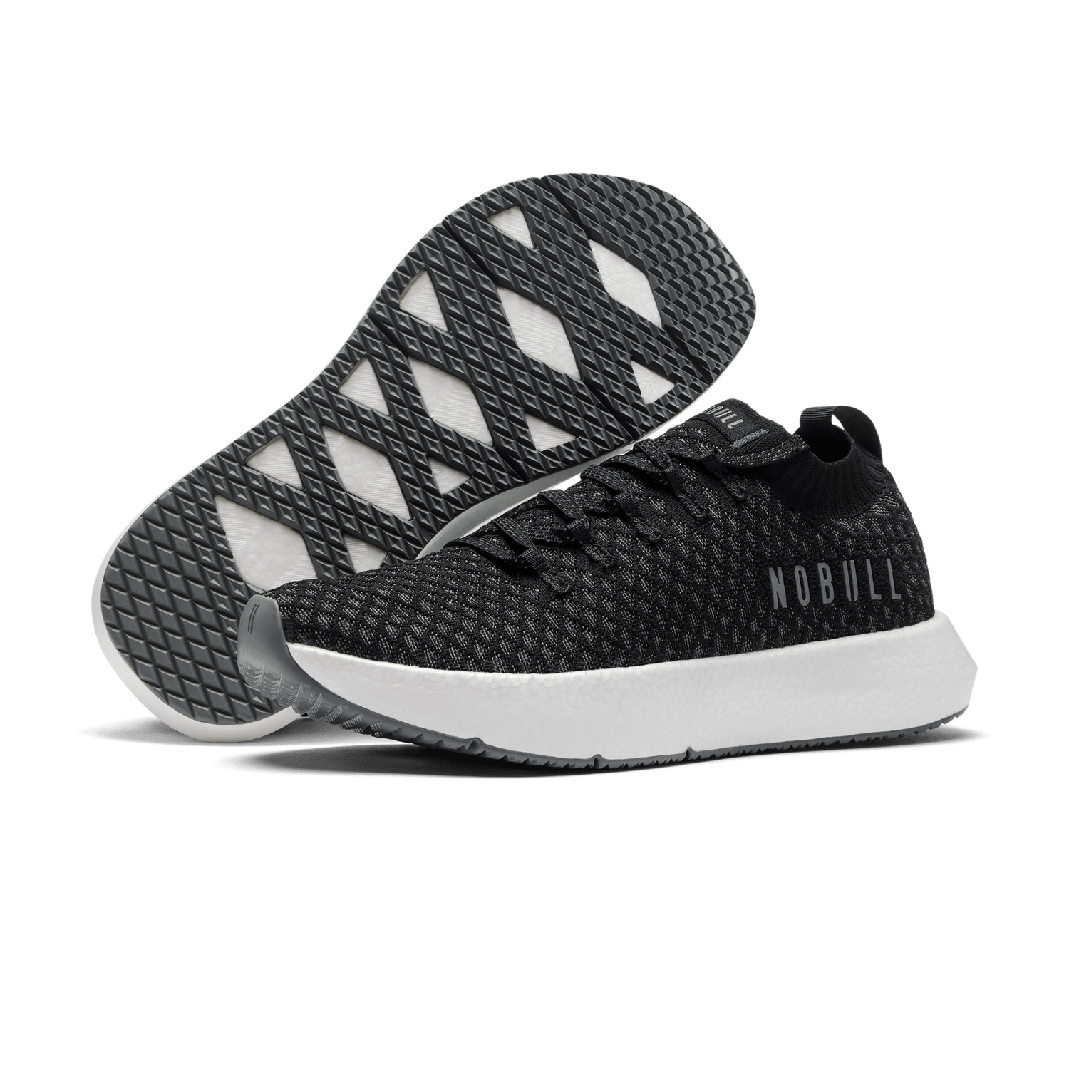 Women's Black Drive Knit Shoes Angled
