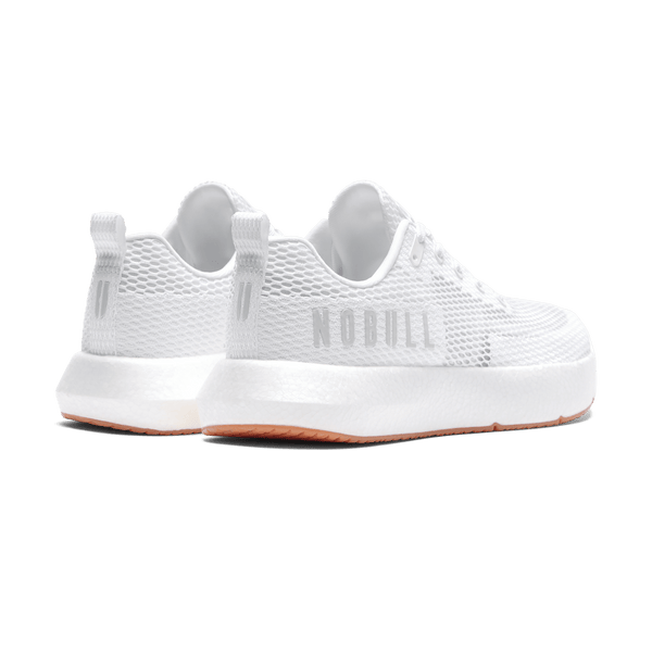 Women's White Drive Mesh Shoes Back Side Angle