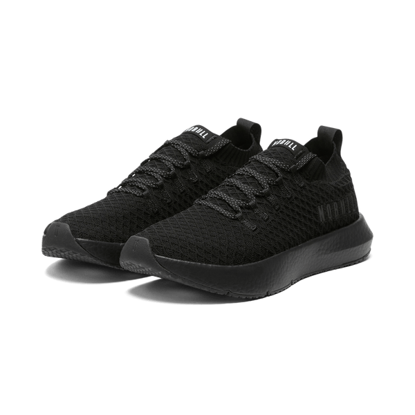 Men's Triple Black Drive Knit Shoes Front Side Angle