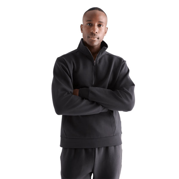 Men's Black Allday Elements 1/4 Zip Front Angle
