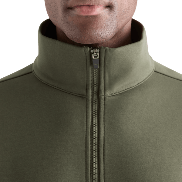 Men's Dark Army Allday Elements 1/4 Zip Collar Angle