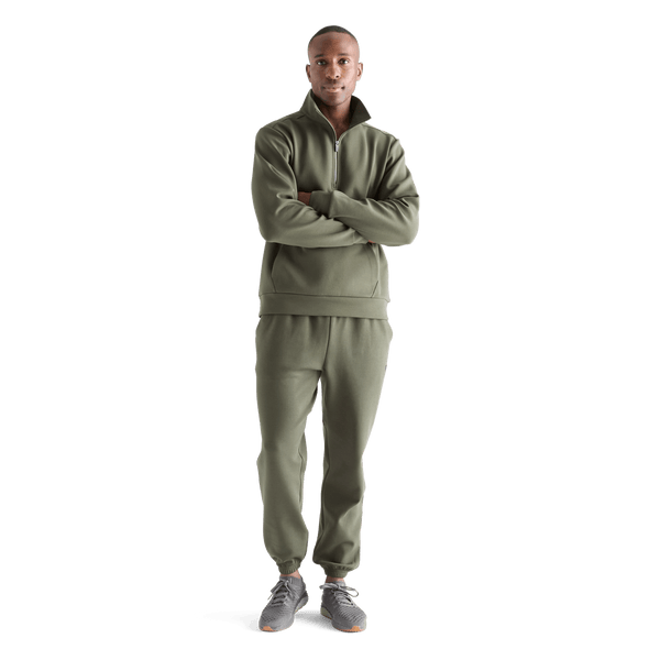 Men's Dark Army Allday Elements 1/4 Zip Front Full Body Angle