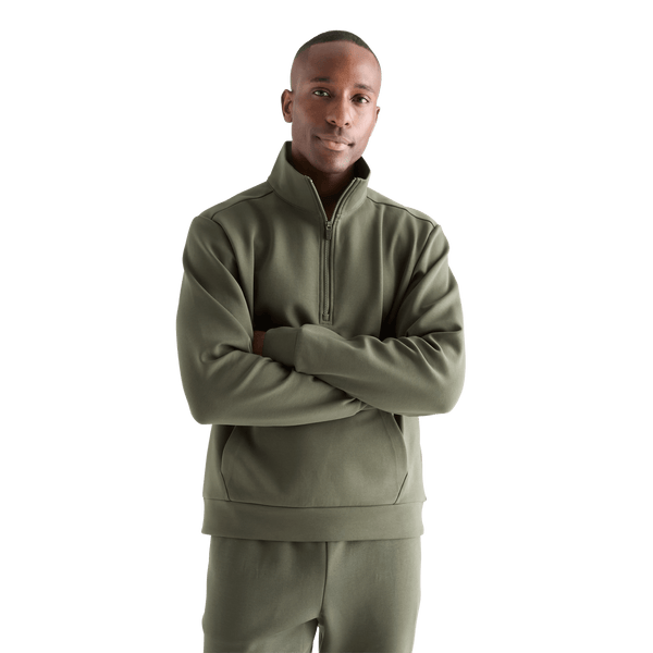 Men's Dark Army Allday Elements 1/4 Zip Front Angle