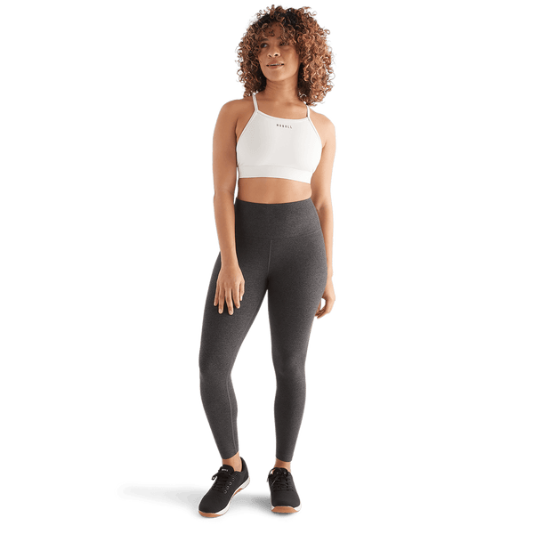 Women's Charcoal Heather Matte High-Rise Matte Tight 25" Front Full Body Angle