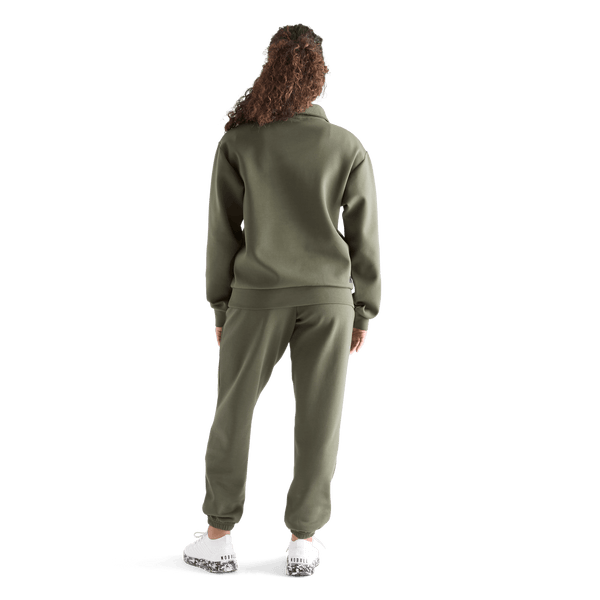 Women's Dark Army Allday Elements 1/4 Zip Back Full Body Angle