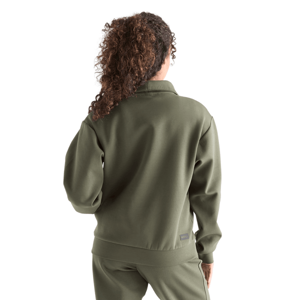 Women's Dark Army Allday Elements 1/4 Zip Back Angle