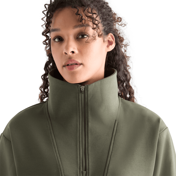 Women's Dark Army Allday Elements 1/4 Zip Collar Angle