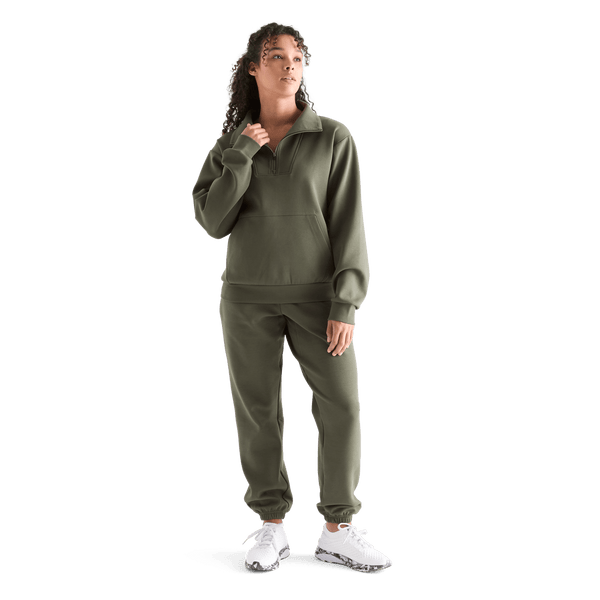 Women's Dark Army Allday Elements 1/4 Zip Front Full Body Angle