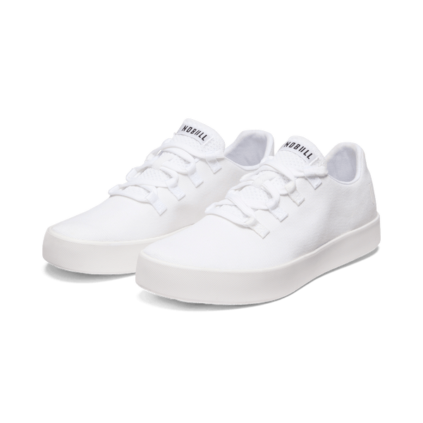White Canvas Recs Shoes Front Side Angle