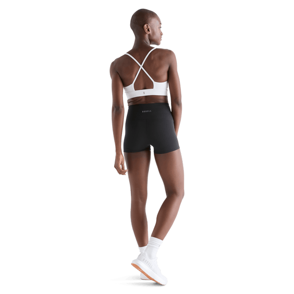 Women's Black High-Rise Matte Short 2" Back Full Body Angle