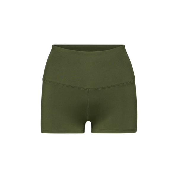 Women's Dark Army High-Rise Matte Short 2" Silhouette Angle