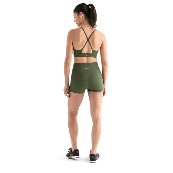 Women's Dark Army High-Rise Matte Short 2" Back Full Body Angle