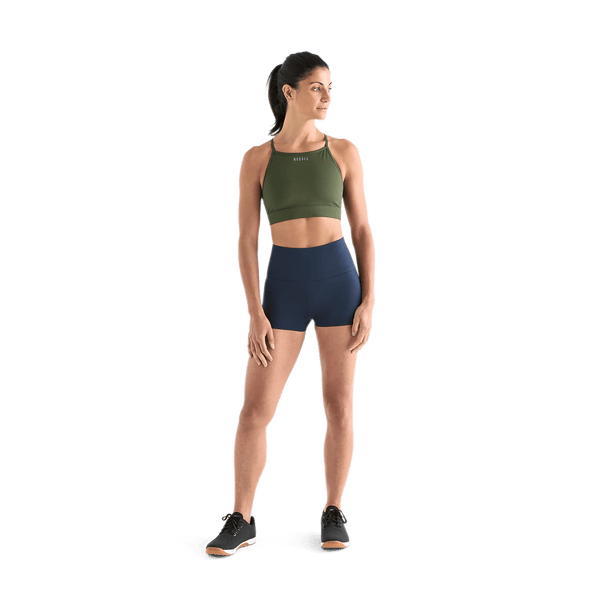 Women's Night Navy High-Rise Matte Short Front Full Body Angle