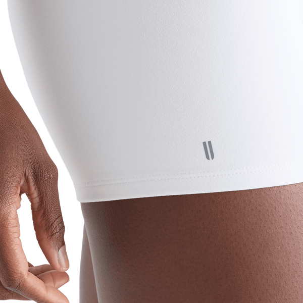 Women's White High-Rise Matte Short 4" Logo Angle