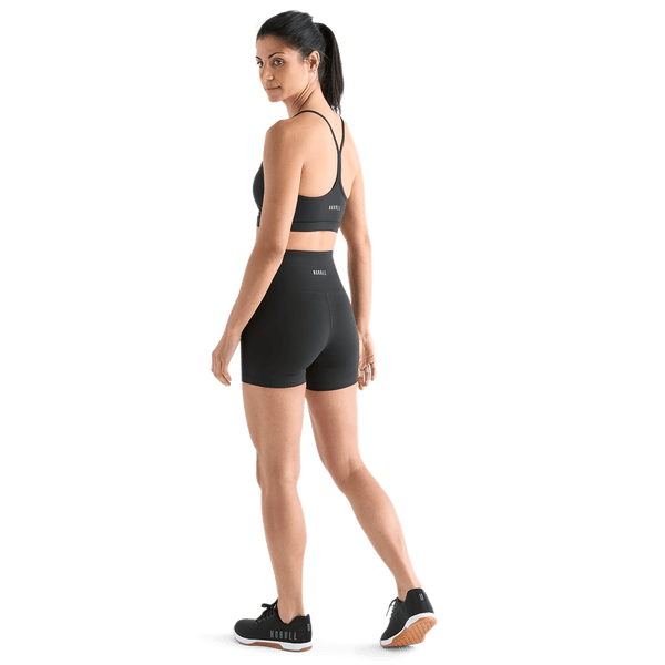 Women's Matte Black High Rise Short Back Full Body Angle