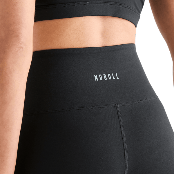 Women's Matte Black High Rise Upper Back Logo Angle