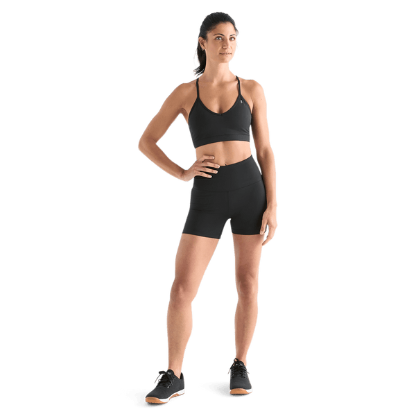 Women's Matte Black High Rise Short Front  Full Body Angle