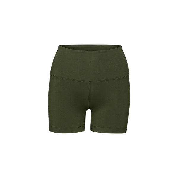 Women's Dark Army High-Rise Matte Short 4" Silhouette Angle