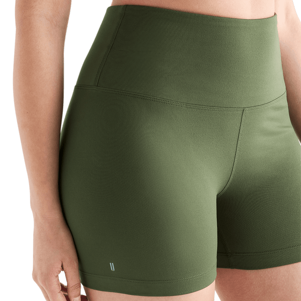 Women's Dark Army High-Rise Matte Short 4" Front Side Angle