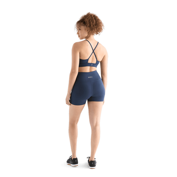 Women's Night Navy High-Rise Matte Short Back Full Body Angle