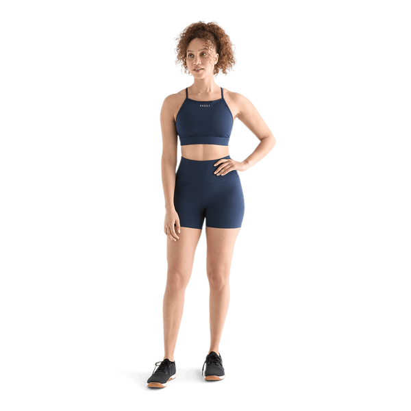 Women's Night Navy High-Rise Matte Short Front Full Body Angle