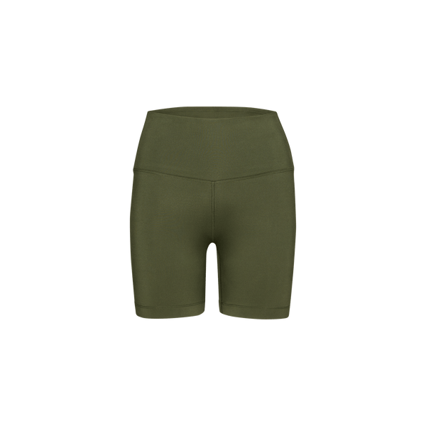Women's Dark Army High-Rise Matte Short 6" Silhouette Angle