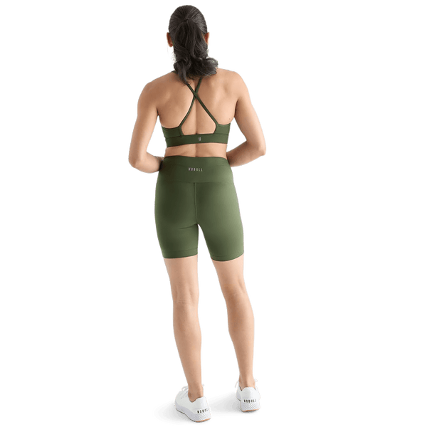 Women's Dark Army High-Rise Matte Short 6" Back Full Body Angle