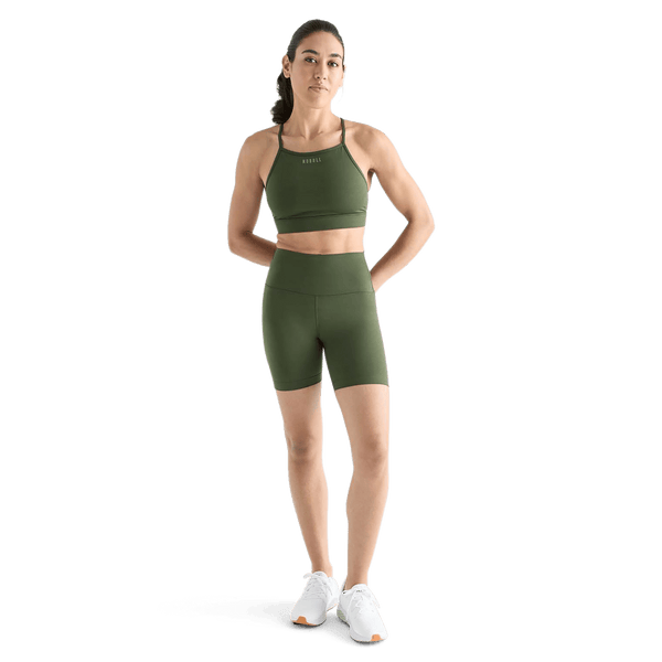 Women's Dark Army High-Rise Matte Short 6" Front Full Body Angle