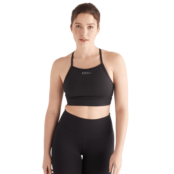 Black Matte Matte High-Neck Sports Bra Front Angle