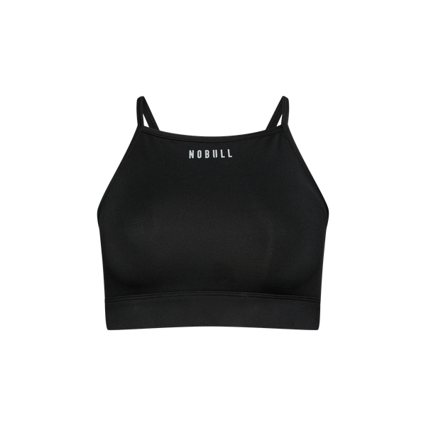 Black Matte Matte High-Neck Sports Bra Silhouette Angle