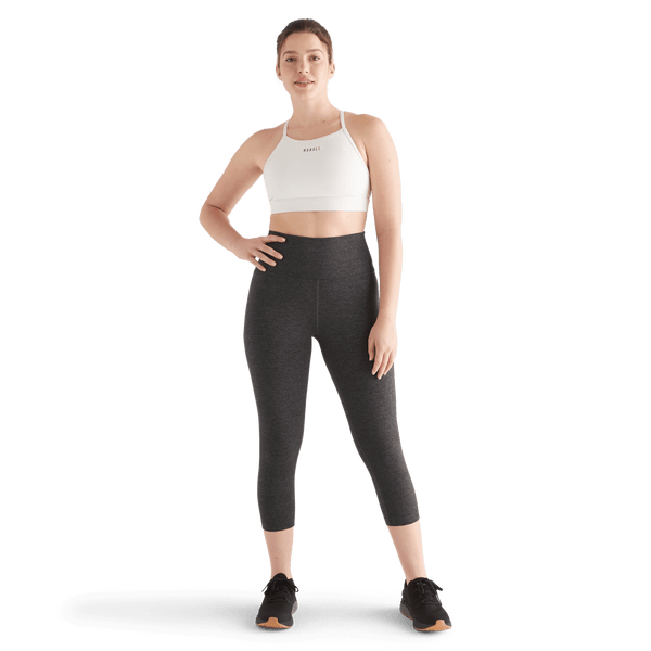 Women's Charcoal Heather Matte High-Rise Tight 21" Front Full Body Angle